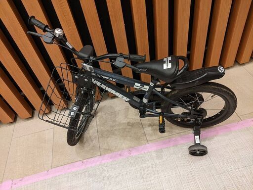 子供用自転車（補助輪付き）　ハマー（黒）HUMMER KID'S16-OH　ヘルメット、鍵付き