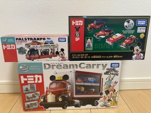 ディズニーモータース　トミカ　ミッキー　箱あり　キャリー、パルズトランポ、セット
