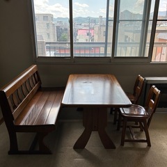 ダイニングテーブルセット 5人用 天然木 木製ベンチ アンティーク NICE