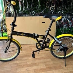 No.200 阪神タイガース　折り畳み自転車　20インチ6段変速整備済み