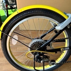 No.200 阪神タイガース　折り畳み自転車　20インチ6段変速整備済み