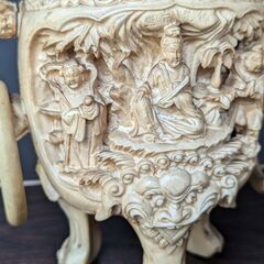 中国美術 象牙風彫刻香炉 頭頂千手観音大仏香炉 置物アンティーク 骨董品