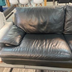 [サマーセール] IDC大塚家具　本革　2人掛けソファ