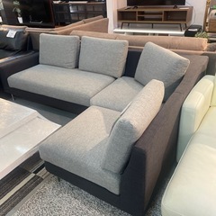 [サマーセール]馬場家具　カウチソファ　グレー×ダークグレー