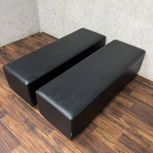 WY13/74 oliver オリバー 2人掛けソファ 2脚セット 背もたれなし BOX型 ブラック オフィス家具 長椅子 ロビー ベンチ ソファー■