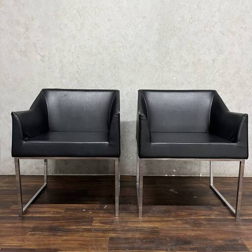 WY13/79 SOGO KAGU 相合家具 シングル ソファ 2脚セット 1人掛け チェア BOX型 ブラック 黒 オフィス家具 ロビー 待合 ★直接引取歓迎■