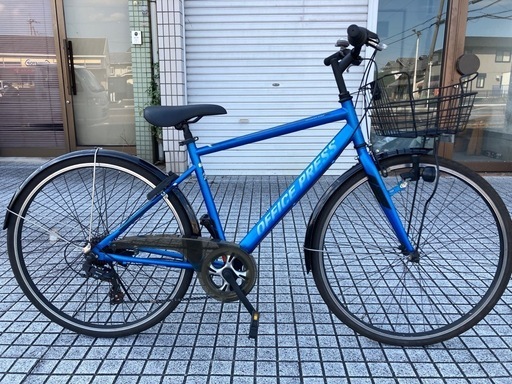 【クロスバイク】美品❗️オフィスプレス　7段変速　700x32cタイヤ　泥除け、前カゴ付　チェーン、サドル、グリップ新品❗️若林自転車　膳所店　SALE中❗️