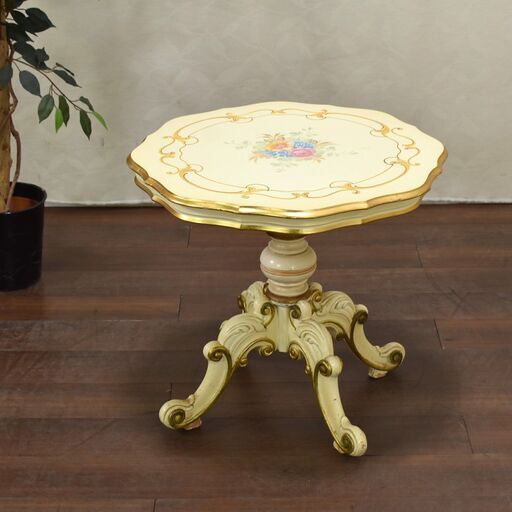 ≪yt1551ジ≫ ロココ調ティーテーブル アンティーク調カフェテーブル 幅60cm 丸/八角形/クラシック家具/ヴィンテージ家具/中古家具/宮城県仙台市 60606-13