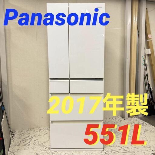 19193  Panasonic 大容量6D冷蔵庫　自動製氷　ガラストップ 2017年製 551L ◆大阪市内・東大阪市他 6,000円以上ご購入で無料配達いたします！◆ ※京都・高槻・枚方方面◆神戸・西宮・尼崎方面◆生駒方面、大阪南部方面　それぞれ条件付き無料配送あり！