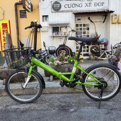 折りたたみ自転車　ＶＯＬＫＳＷＡＧＥＮ　２０インチ　６変速　カゴ　付き　緑　配達可能