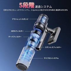 新品✨サイクロン掃除機 コードレス 水拭き 35000pa LED