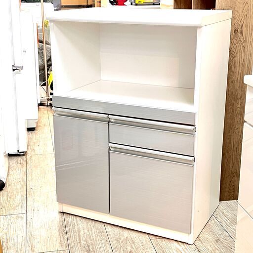 Craft KOGA クラフトコガ レンジボード 定価39,200円 レンジ台 キッチンカウンター 幅70cm 白 ホワイト×シルバー ★買取帝国 志木店