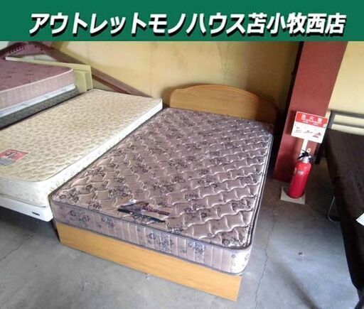 セミダブルベッド マットレス付き 幅124×奥行199×高さ72cm 引き出し収納付き マットレス硬め ナチュラル 寝具 家具 ベット 苫小牧西店