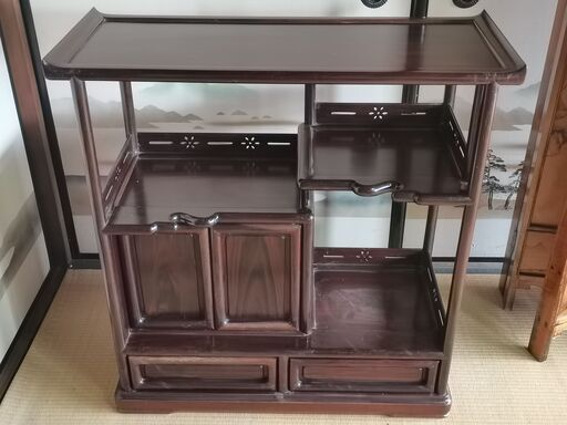 飾り棚　違い棚　木製　茶棚 茶道具