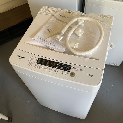 【2024年製】Hisense ハイセンス 5.5kg 全自動電気洗濯機 HW-K55E ホワイト スリム 風乾燥 強力洗浄 一人暮らし 時短/簡易乾燥/予約機能付