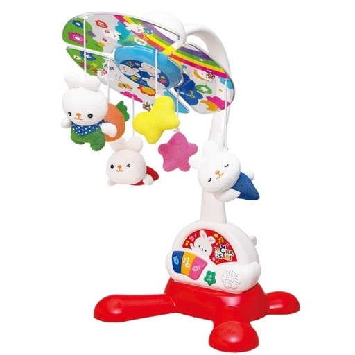 定価9350円 美品 即使用可能 トイローヤル ぺちゃウサギ 見あげるお空の2WAYメリー (タイマー付き/静音) ラトル オルゴール (床置き/ベビーベットにも)