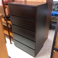 ダークブラウン木製5段チェスト