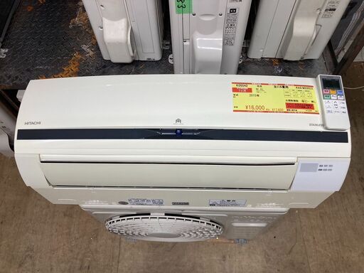 K05542　中古エアコン 日立 2015年製 主に6畳用 冷房能力 2.2KW / 暖房能力 2.5KW