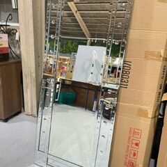 ①☆倉庫保管品☆全身ミラー 姿見 置き型 壁掛け メタリック 