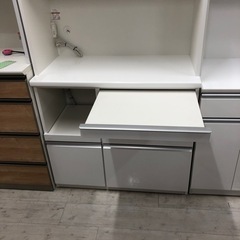 松田家具レンジボード スライド扉ホワイト【トレファク堺福田店】