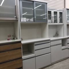 松田家具レンジボード スライド扉ホワイト【トレファク堺福田店】