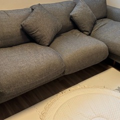 【美品】IDC大塚家具 duo　3人掛けソファ グレー オットマン