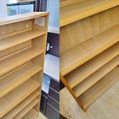 無印良品 MUJI オーク材 薄型ラック 7段 ブックシェルフ ワイド大 本棚 