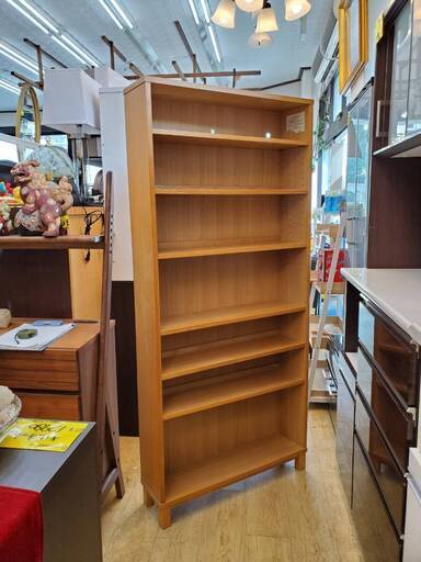 無印良品 MUJI オーク材 薄型ラック 7段 ブックシェルフ ワイド大 本棚 収納 ナチュラル 幅80㎝×奥行21㎝×高さ175.5㎝◆買取帝国 朝霞店 ヤ出