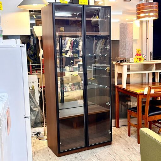 ガラス棚 コレクションケース コレクションボード 定価69,990円 棚板可動式 書棚 本棚 食器棚 カップボード キュリオケース★買取帝国 志木店