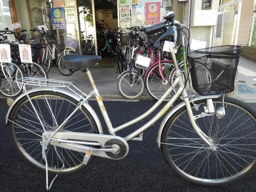 中古自転車３１９５　前後タイヤ新品！　２６インチ　ギヤなし　ダイナモライト　キッキーと音がならない後輪ローラーブレーキ