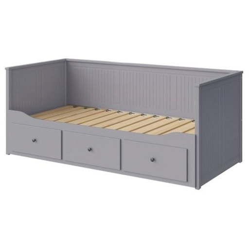 ②【IKEA/イケア】HEMNES ヘムネス デイベッドフレーム（引き出し×3）, グレー