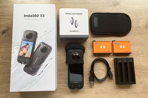 【美品】Insta360 X3 + おまけ（128GB SDカード＋予備バッテリー２個＋充電器）