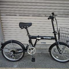 美品☆Animato[アニマト]BLACK BIRD(ブラックバード)20吋 リアサス付き折り畳み自転車 外装6段/マットブラック