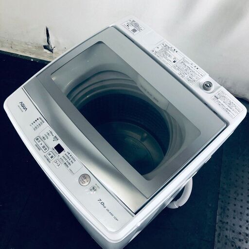 ID:sd25613 アクア AQUA 洗濯機 一人暮らし 大きめ 中古 2021年製 全自動洗濯機 7.0kg ホワイト 送風 乾燥機能付き AQW-GS70J(W)  【リユース品：状態A】【送料無料】【設置費用無料】