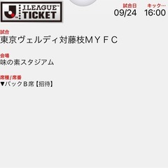 【ネット決済・配送可】Jリーグチケット　9/24 16:00KO...