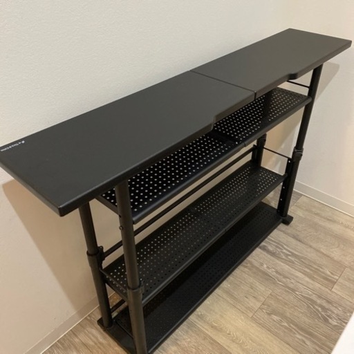 Bauhutte バウヒュッテ エクステンションデスク 昇降式 モニター台 ディスプレイスタンド 幅120×奥行25 高さ59〜80cm BHC-1200H-BK