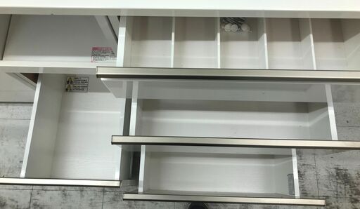 キッチンボード 幅140cm 高さ180cm 奥行45cm ホワイト 木目 【セイル 