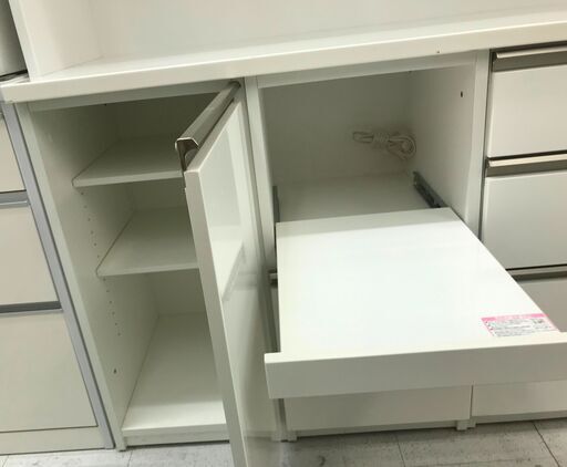 キッチンボード 幅140cm 高さ180cm 奥行45cm グレー 木目 【セイル 140 