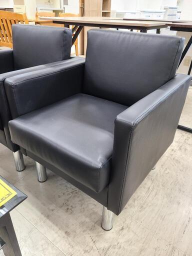 J7417　応接ソファ 1人掛け　4点セット　シャルマン　ブラック　クリーニング済　【リユースのサカイ柏店】