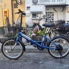 折りたたみ自転車 20インチ 6変速 カゴ 付き 青 配達可能