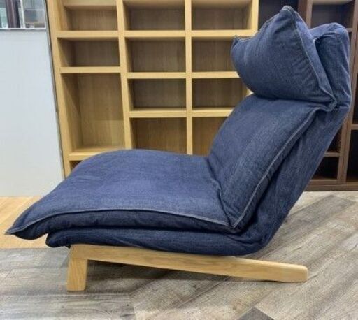 無印良品 ハイバックリクライニングソファ･1シーター 綿デニム オットマン別