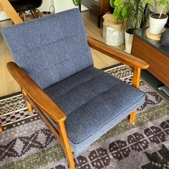 美品 カリモク60 Kチェア 1シーター タープブルー