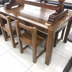 万代店 アンティーク無垢材 伸縮式ダイニングテーブルセット