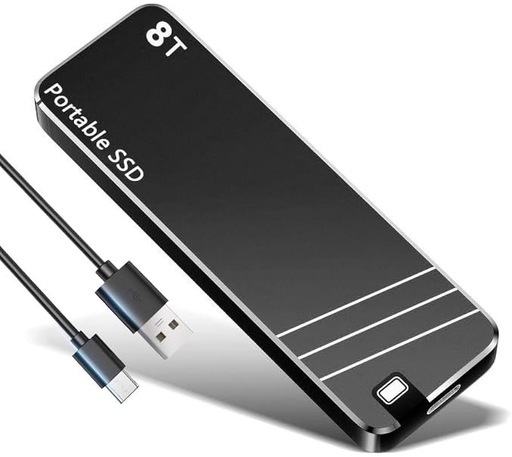 【1点限り✨】外付けSSD 8TB 小型 軽量 ポータブル ブラック
