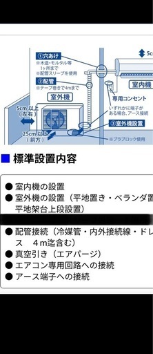 エアコン標準取付（既存エアコン処分込み）15000円