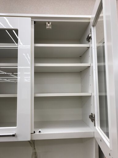 ☆ジモティ割あり☆ ニトリ 食器棚 ホワイト H210×W75×D42 クリーニング済み KJ5903 - 食器棚、キッチン収納