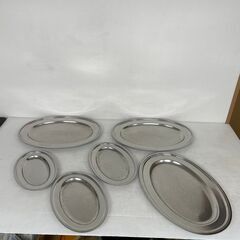 ステンレス皿 巻渕小判皿 業務用 ブュッフェ用 6枚セット J0287