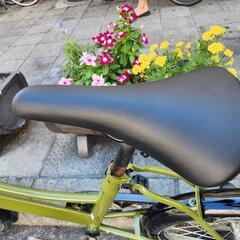 ミニベロ自転車　２０インチ　６変速　ライト　カゴ　付き　緑　配達可能