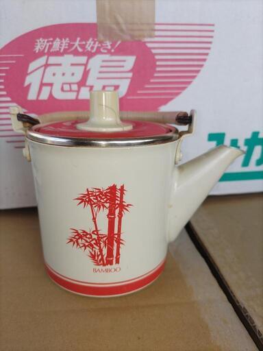 かわいい　レトロ　金太郎印 アルミ 急須 竹 ライン急須  茶器 茶道具