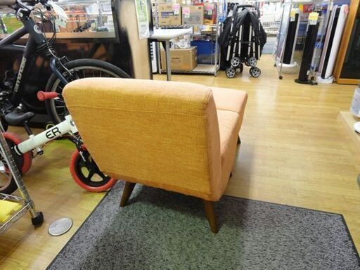 NOCE ノーチェ シングルソファ オットマン付き オレンジ系 布製 1Pソファ イス ファブリック 西岡店 - 1人用ソファ